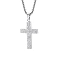 thumbnail image 1 of PAMTIER Unisex Stainless Steel Hip Hop Punk Irregular Honeycomb Pattern Cross Pendant Amulet Crucifix Necklace Simple Jewelry Silver 23.6" Chain, 1 of 6