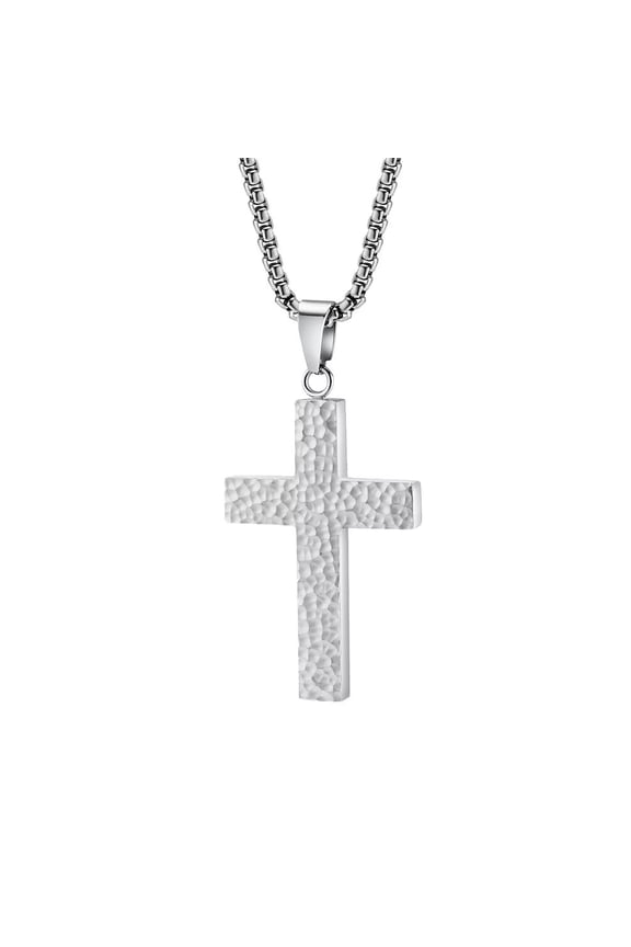 Unisex Stainless Steel Hip Hop Punk Irregular Honeycomb Pattern Cross Pendant Amulet Crucifix Necklace Simple Jewelry Silver Free Chain