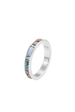 Unisex Stainless Steel Personality Classic Creative 3mm Thin Rainbow Abalone Shell Inlay Stackable Ring Eternity Wedding Band Silver Size 6