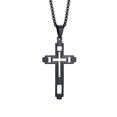 thumbnail image 1 of PAMTIER Unisex Stainless Steel Personality Hip Hop Creative Cutout Openwork Cross Pendant Amulet Crucifix Necklace Simple Jewelry Black Free Chain, 1 of 6
