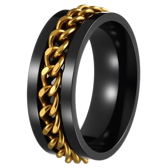 Finger Rings Stylish PAMTIER Unisex Stainless Steel Polished Outer Spinner Chain Link Rings ...