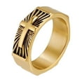 thumbnail image 1 of PAMTIER Unisex Stainless Steel Punk Hip Hop 8mm Prayer Church Sideways Cross Signet Amulet Crucifix Ring Gold Size 13, 1 of 5