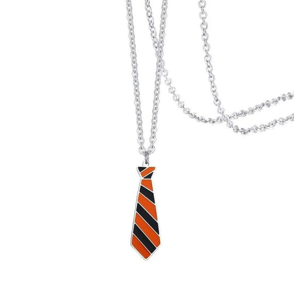 PAMTIER Unisex Stainless Steel Rainbow Enamel Neckties Formal Wear LGBT Pride Dog Tag Necklace Stripes Flag Statement Eternity Orange 23.6" Chain