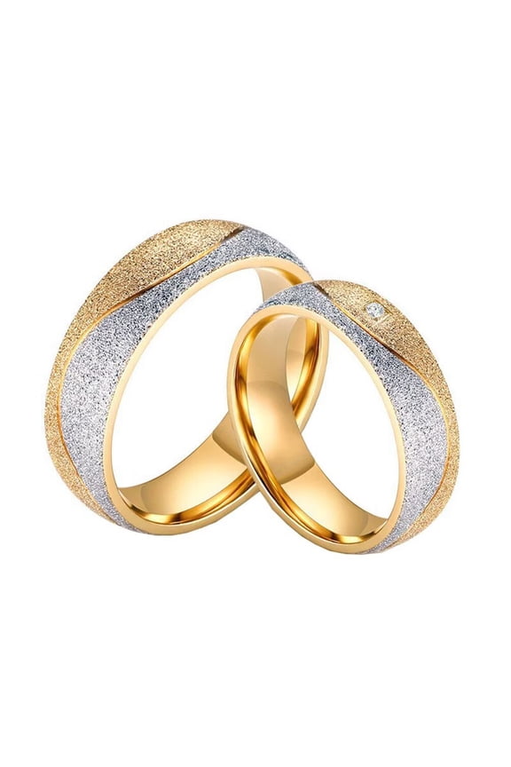 Unisex Stainless Steel Simple Dainty 6MM 2 Colors Matte Sandblast Finished Couple Ring without Crystal Zircon Promise Wedding Band Size 10