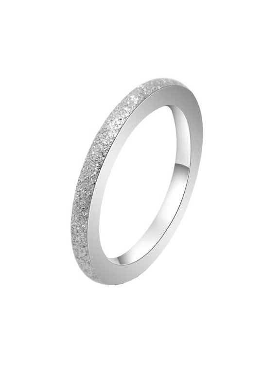 Unisex Stainless Steel Simple Hip Hop 2MM Thin Stackable Matte Sandblast Finished Knuckle Finger Ring Couple Wedding Band Silver Plated Size 5