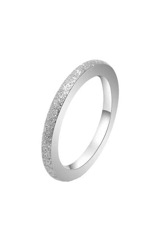 Unisex Stainless Steel Simple Hip Hop 2MM Thin Stackable Matte Sandblast Finished Knuckle Finger Ring Couple Wedding Band Silver Size 7