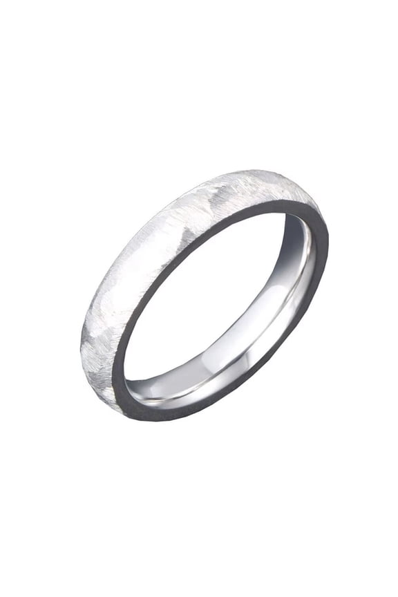 Unisex Stainless Steel Simple Hip Hop 4MM Rhombic Cut Multi-Faceted Biker Ring Couple Matching Set Wedding Band Silver Size 6
