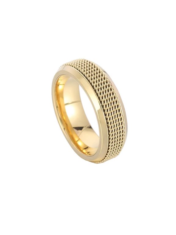 Unisex Stainless Steel Simple Stackable Weave Braided Wire Mesh Simple Plain Rotatable Ring Wedding Band Anxiety Fidget Gold Size 9