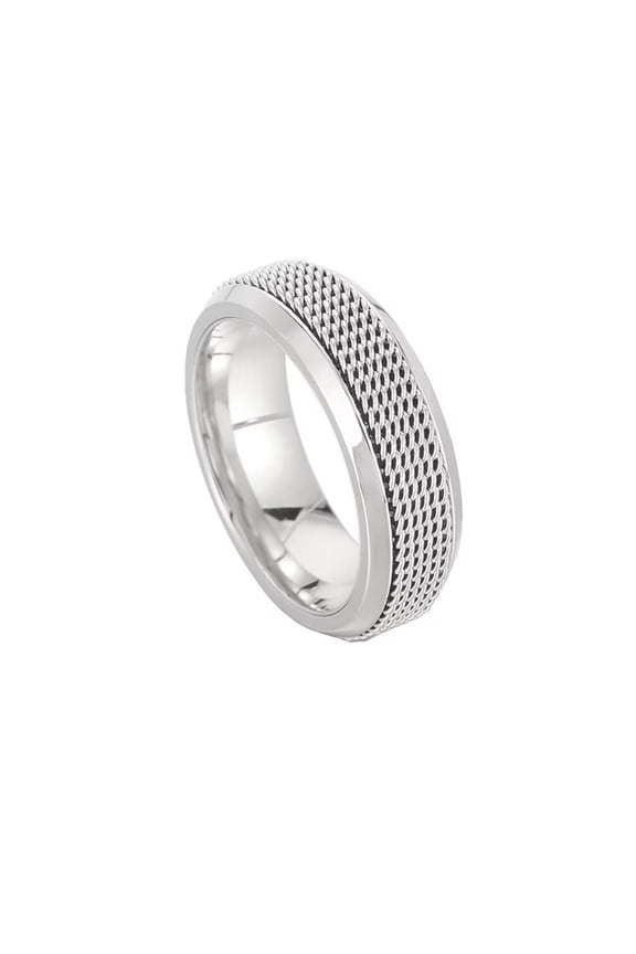 Unisex Stainless Steel Simple Stackable Weave Braided Wire Mesh Simple Plain Rotatable Ring Wedding Band Anxiety Fidget Silver Size 8
