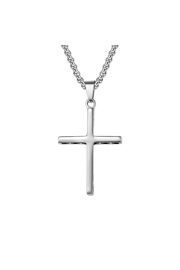 Unisex Stainless Steel Vintage Christian Cross Praying Church Statement Wedding Biker Pendant Amulet Crucifix Necklace Faith Silver No Chain