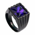 thumbnail image 1 of PAMTIER Unisex Stainless Steel Vintage Classic Square Cut Blue Gemstone Signet Ring Rhinestones Statement Wedding Band Comfort Fit Black Size 13, 1 of 4