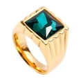 thumbnail image 1 of PAMTIER Unisex Stainless Steel Vintage Classic Square Cut Green Gemstone Signet Ring Rhinestones Statement Wedding Band Comfort Fit Gold Size 8, 1 of 3