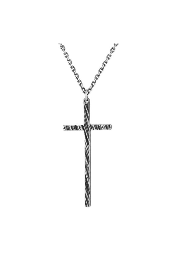 Unisex Stainless Steel Vintage Cool Irregular Honeycomb Pattern Cross Biker Pendant Faith Crucifix Necklace Ancient Silver No Chain