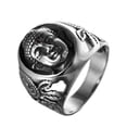 thumbnail image 1 of PAMTIER Unisex Stainless Steel Vintage Domineering Tibetan Buddhist Red Gemstone Sakyamuni Buddha Head Biker Ring Hip Hop Style Silver Size 8, 1 of 6