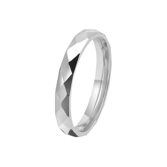 PAMTIER Unisex Stainless Steel Vintage Personality Cool Hip Hop 3mm Thin Stackable Rhombic Cut Multi-Faceted Biker Ring Wedding Band Silver Size 8