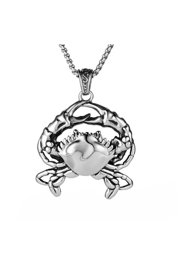 Unisex Stainless Steel Vintage Punk Personalized Cute Lifelike Animal Small Crabs Pendant Necklace Aggressiveness Sea Creatures Free Chain