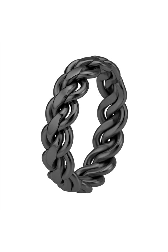 Unisex Thick Twisted Rope Braided Ring Stainless Steel Chunky Chain Link Band Cuban Style Streetwear Stackable Vintage Statement Jewelry