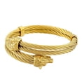 thumbnail image 1 of PAMTIER Vintage Domineering Personality Hip Hop Twisted Cable Roaring Double Wolf Head Open Amulet Bangle Bracelet for Men Skull Punk Band Gold, 1 of 5
