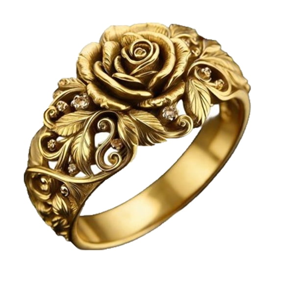 PAMTIER Vintage Rose Hollow Vine Ring Unisex Stainless Steel Antique ...