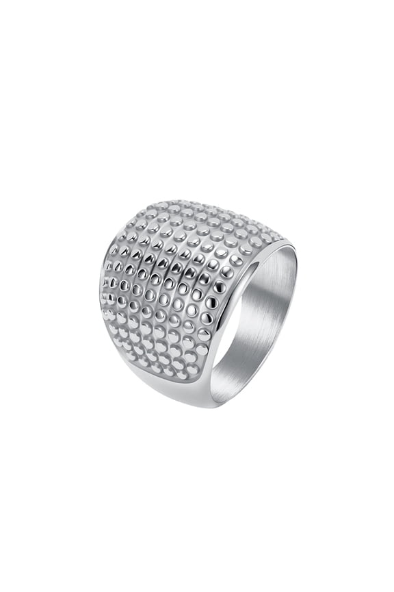 Vintage Wide Band Arc Dome Ring for Women Chunky Textured Bump Dot Pattern Heavy Minimalist Irregular Statement Stackable Band