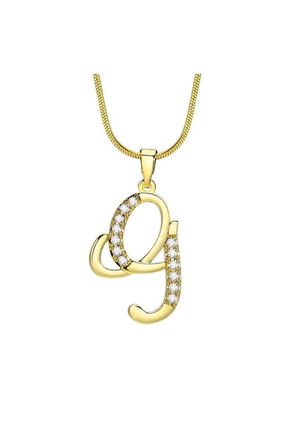 Women Copper Personalized Simple Tiny Elegant Custom Name Capital Large Initial A-Z 26 Letters Cubic Zirconia Inlay Pendant Necklace G