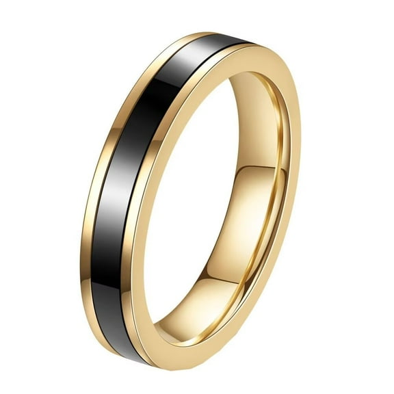 PAMTIER Women's Ceramic 4MM Simple High Polished Wedding Band Ring Black Size 6