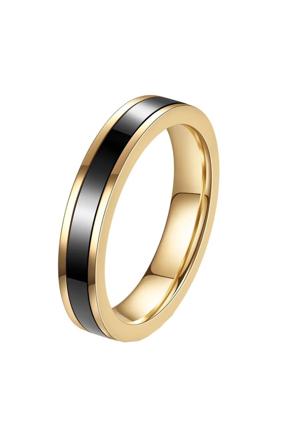 Women's Ceramic 4MM Simple High Polished Wedding Band Ring Black Size 7