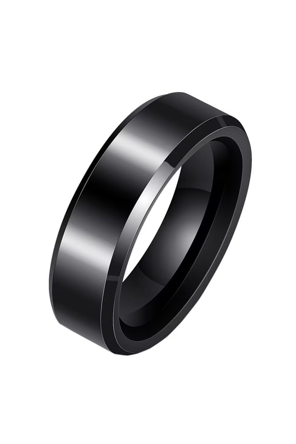 Women's Ceramic 6MM Minimalist Wedding Band Ring Black Size 6