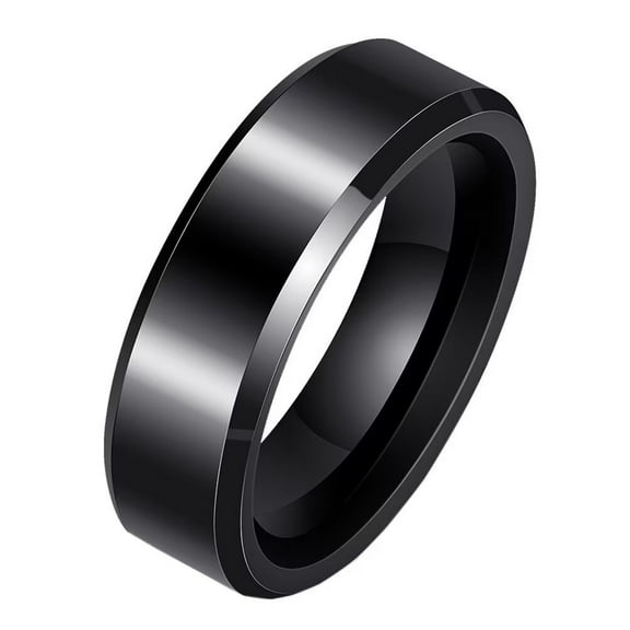 PAMTIER Women's Ceramic 6MM Minimalist Wedding Band Ring Black Size 7