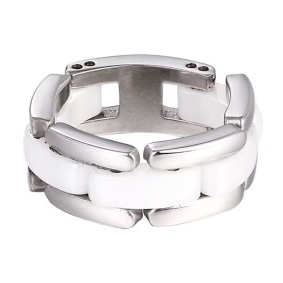 PAMTIER Women's Ceramic 7MM Minimalist High Polished Wedding Band Foldable Ring White Size 8