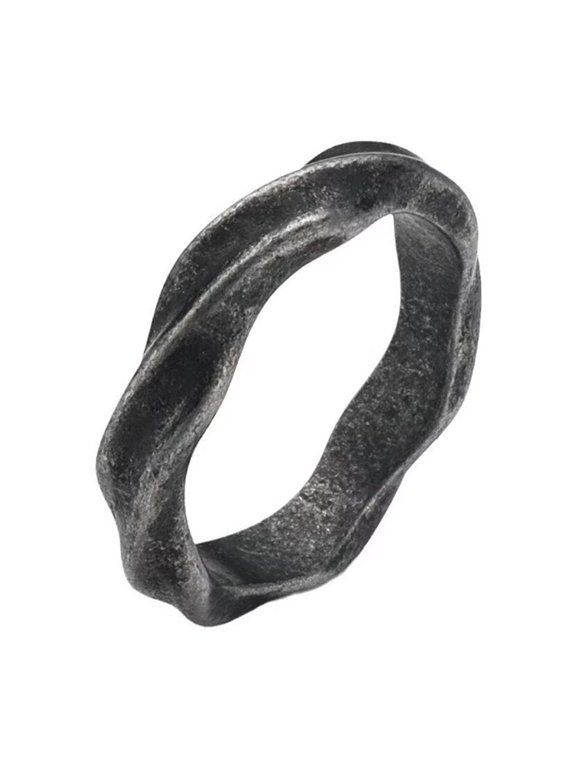 Women's Men's Stainless Steel High Polished Twisted Minimalist Wedding Ring Ancient Ancient Silver Size 10