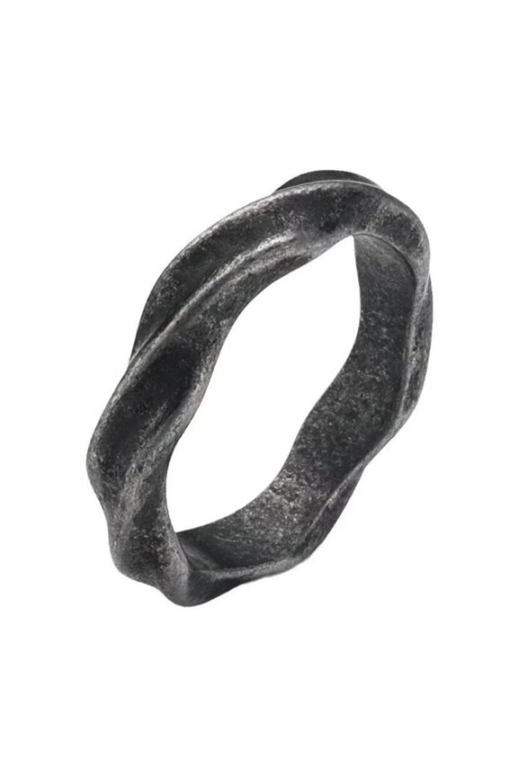 Women's Men's Stainless Steel High Polished Twisted Minimalist Wedding Ring Ancient Ancient Silver Size 9