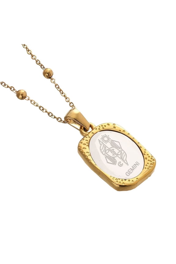 Women's Stainless Steel 12 Constellations Horoscope Pendant Necklace Personalized Simple Collarbone Chain Gemini