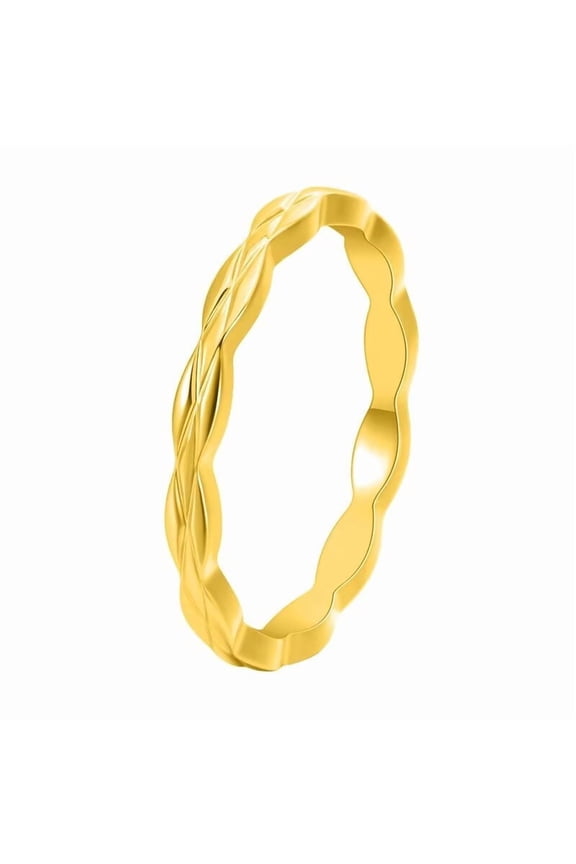 Women's Stainless Steel 2MM Minimalist Rhomboid Stackable Ring Gold Size 8