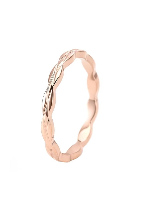 Women's Stainless Steel 2MM Minimalist Rhomboid Stackable Ring Rose Gold Size 7