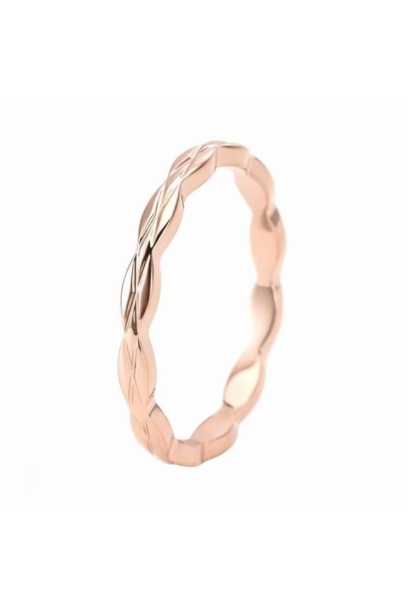 Women's Stainless Steel 2MM Minimalist Rhomboid Stackable Ring Rose Gold Size 8