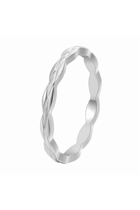 Women's Stainless Steel 2MM Minimalist Rhomboid Stackable Ring Silver Size 9