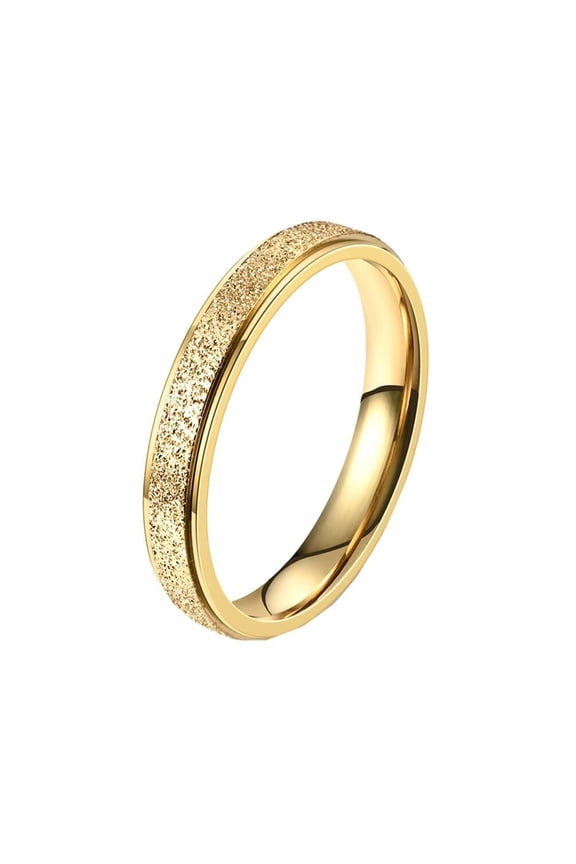 Women's Stainless Steel 4MM Minimalist Sandblasted Skinny Ring Gold Size 5