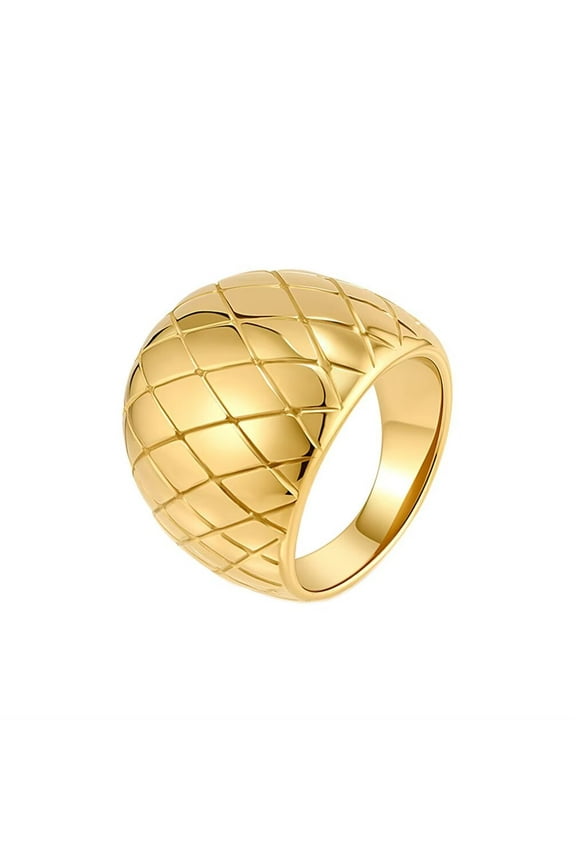 Women's Stainless Steel Chunky Dome Mesh Statement Ring Gold Size 9
