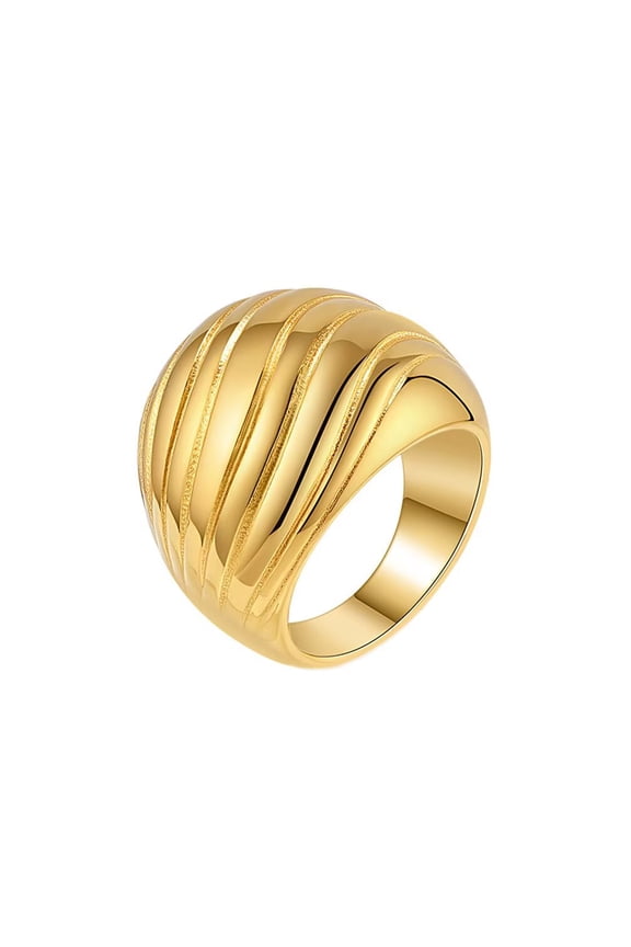 Women's Stainless Steel Chunky Dome Shell Statement Ring Gold Size 6