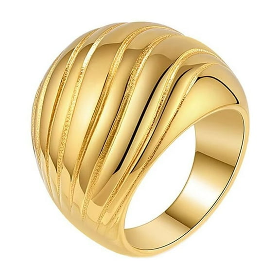 PAMTIER Women's Stainless Steel Chunky Dome Shell Statement Ring Gold Size 8