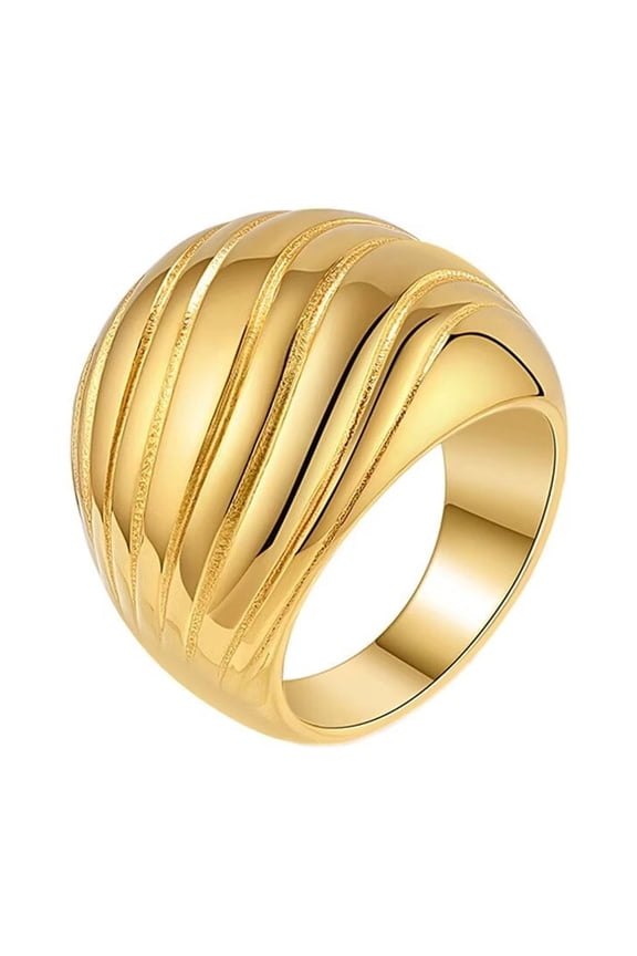 Women's Stainless Steel Chunky Dome Shell Statement Ring Gold Size 8
