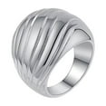 thumbnail image 1 of PAMTIER Women Stainless Steel Simple Personality Hip Hop Chunky Dome Wavy Lines Carved Bread Shaped Biker Ring Comfort Fit Silver Size 8, 1 of 6