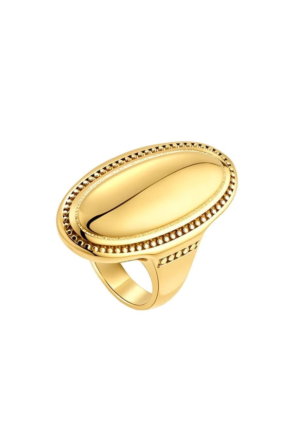 Women's Stainless Steel Chunky Statement Simple Trendy Oval Engagement Ring Gold Size 8