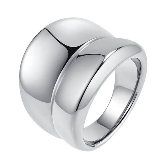 PAMTIER Women's Stainless Steel Classic Simplicity Design Exaggerated Ring Silver Size 9