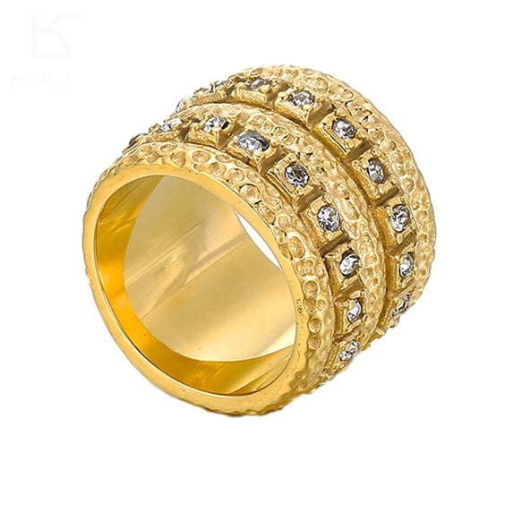 PAMTIER Women's Stainless Steel Cubic Zirconia Vintage 17MM Exaggerated Wide Knuckle Ring Gold Size 6