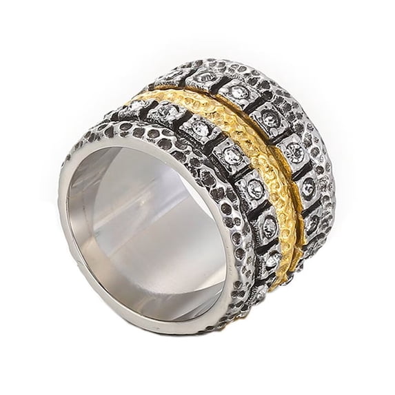 PAMTIER Women's Stainless Steel Cubic Zirconia Vintage 17MM Exaggerated Wide Knuckle Ring Silver Size 6
