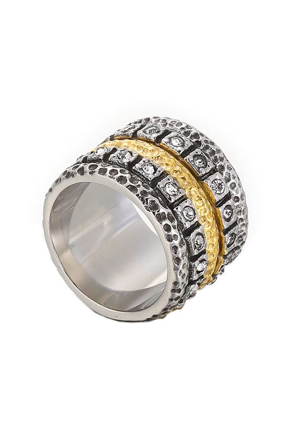 Women's Stainless Steel Cubic Zirconia Vintage 17MM Exaggerated Wide Knuckle Ring Silver Size 9