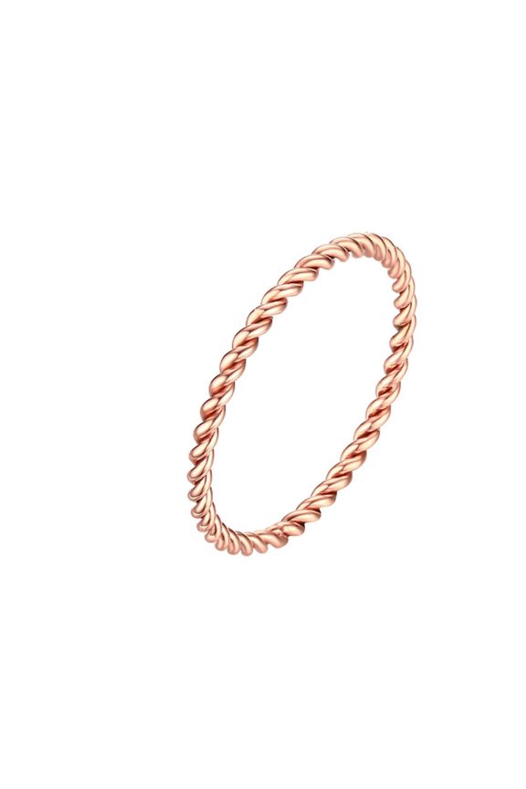 Women's Stainless Steel Dainty 1.1mm Spiral Pattern Rope Twist Ring Stackable Thin Tail Eternity Wedding Band Rose Gold Size 6