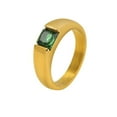 thumbnail image 1 of PAMTIER Women's Stainless Steel Domen Simple Gold Plated Green Square Crystal Cubic Zirconia Inlay Stackable Ring Wedding Band Comfort Fit Size 8, 1 of 6